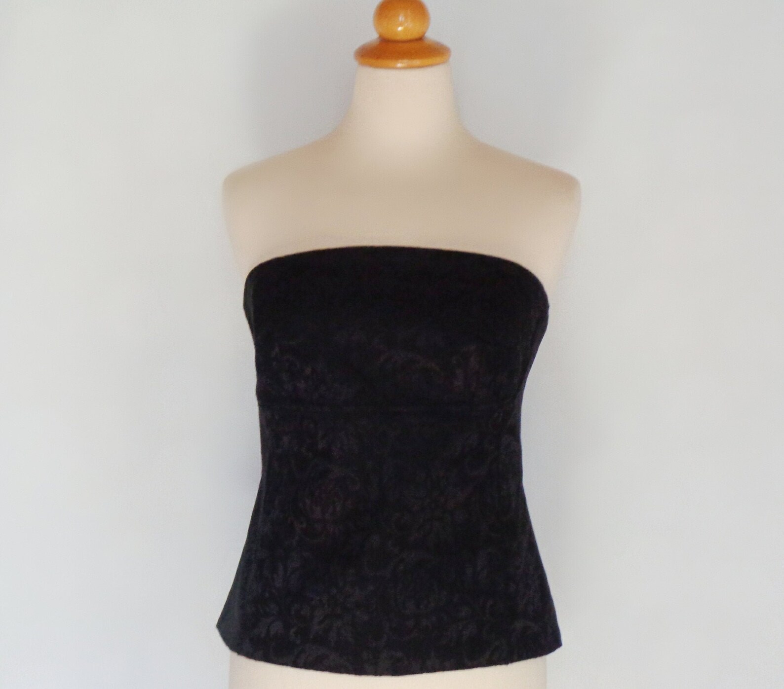 Black Jacquard Corset Top Tube Top Strapless Corset Bra Floral Etsy