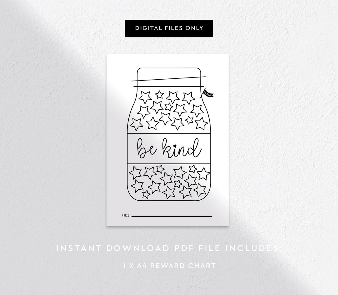 Be Kind Jar Reward Chart Printable A4 Instant Download Etsy
