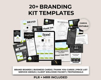 Plantillas de kit de marca de Canva / Tablero de marca editable, tarjetas de presentación y más / PLR / Descarga instantánea