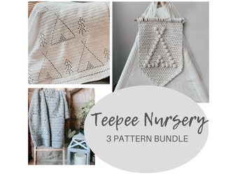 Teepee Crochet Bundle, Crochet Pattern, Wilderness Blanket Crochet Pattern, Wilderness Nursery Pattern, Baby Blanket Crochet Pattern