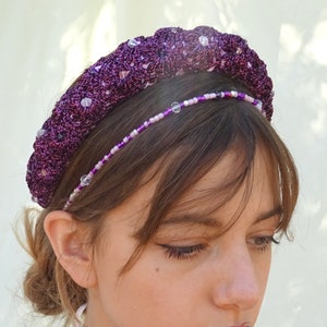 Set of two headpieces in sparkling purple