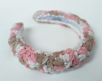 Designer Padded Headband Pink Powder Melange