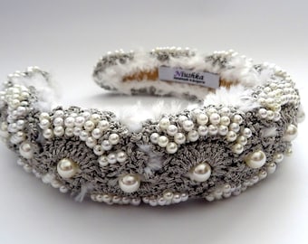 Designer gefüttertes Stirnband in grau
