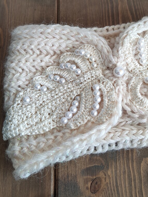 Crochet Warm Headband With Floral Details (ear Warmer) - Etsy