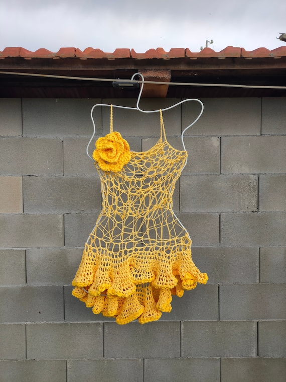 yellow crochet dress with flowers Novalee Flower Crochet Maxi Dress