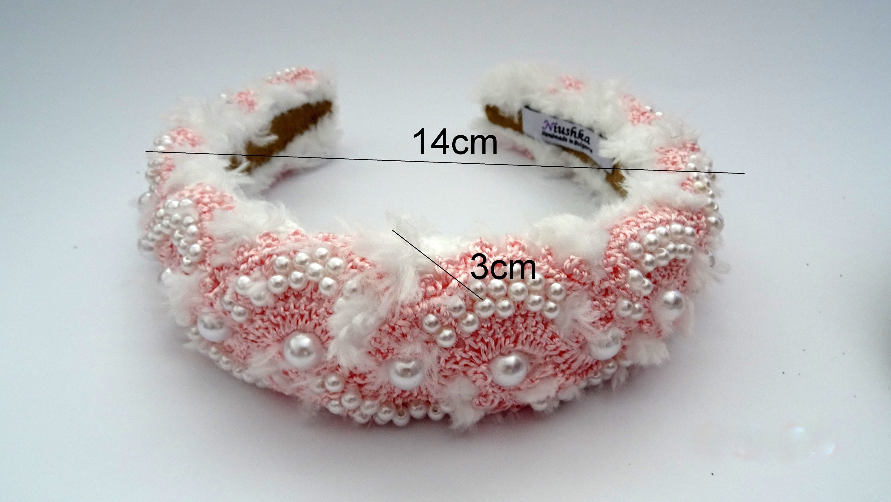 Blush Pink Crystal Embellished Padded Headband – Handmade Jana-Padded-Crystal-Cocktail-  main image 4