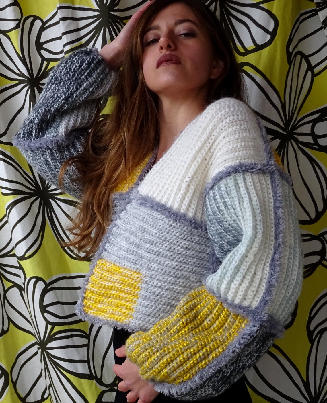 Designer Crochet Bomber Granny Square Cropped Cardigan in - Etsy