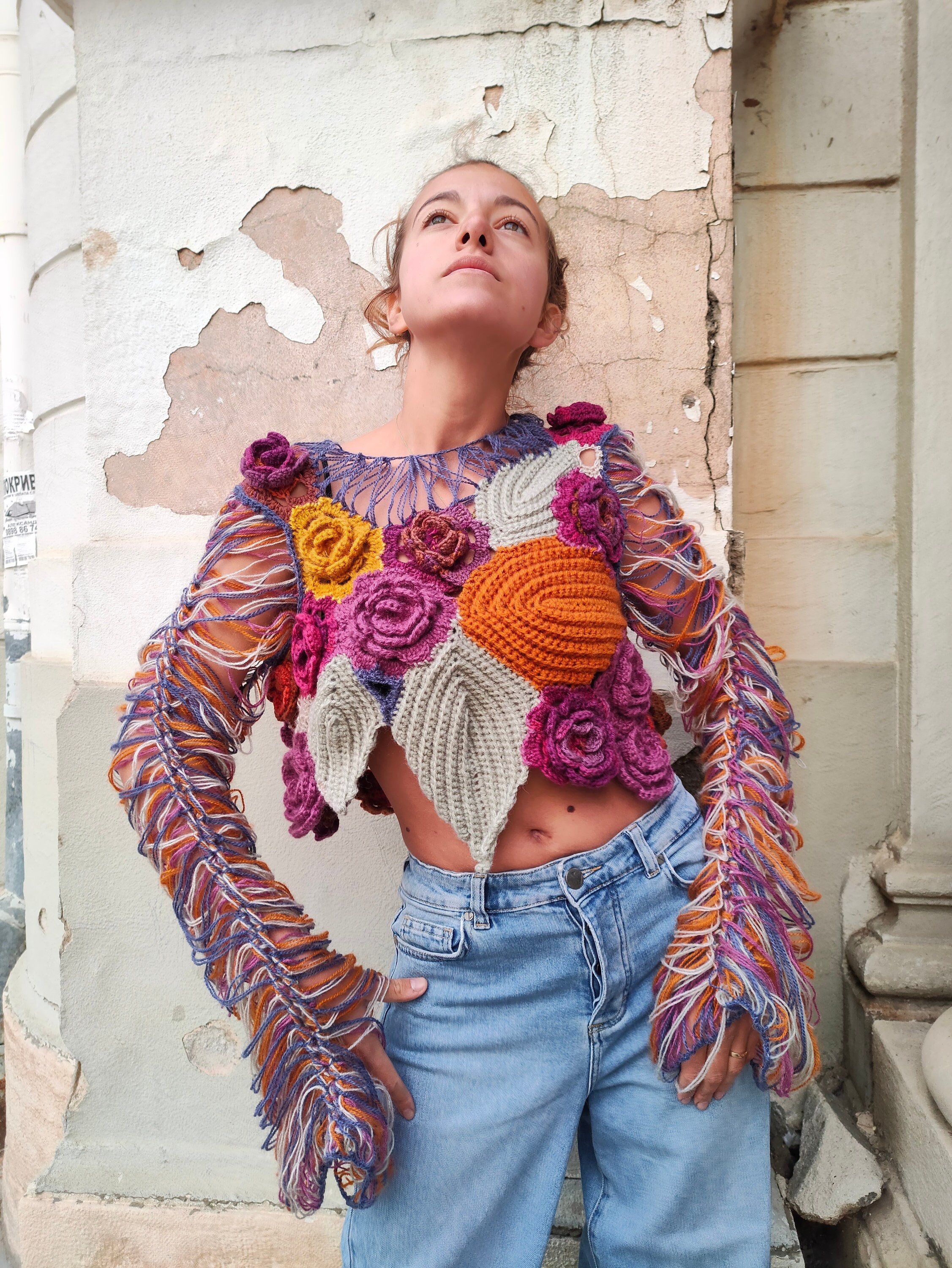 Mohair Crochet Flower Sweater - Etsy