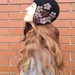 Designer ear warmer hat in black image 2