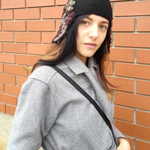 Designer ear warmer hat in black image 6