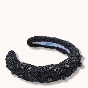 Crochet Padded headband in black