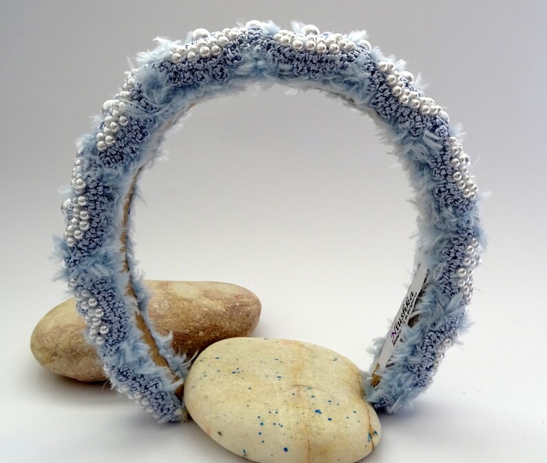 Handmade Cotton Elastic Pearl Headband 11