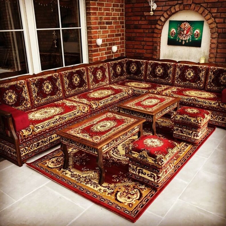 Bohemian Design, Oriental Floor Seating, Ethnic Sofa, Arabic Majlis
