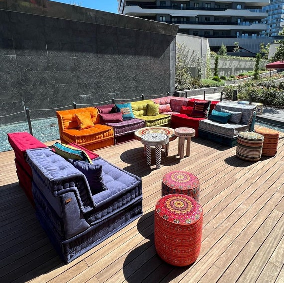 Bohemian Design Ethnic modern Mah Jong Sofa handstitched Floor