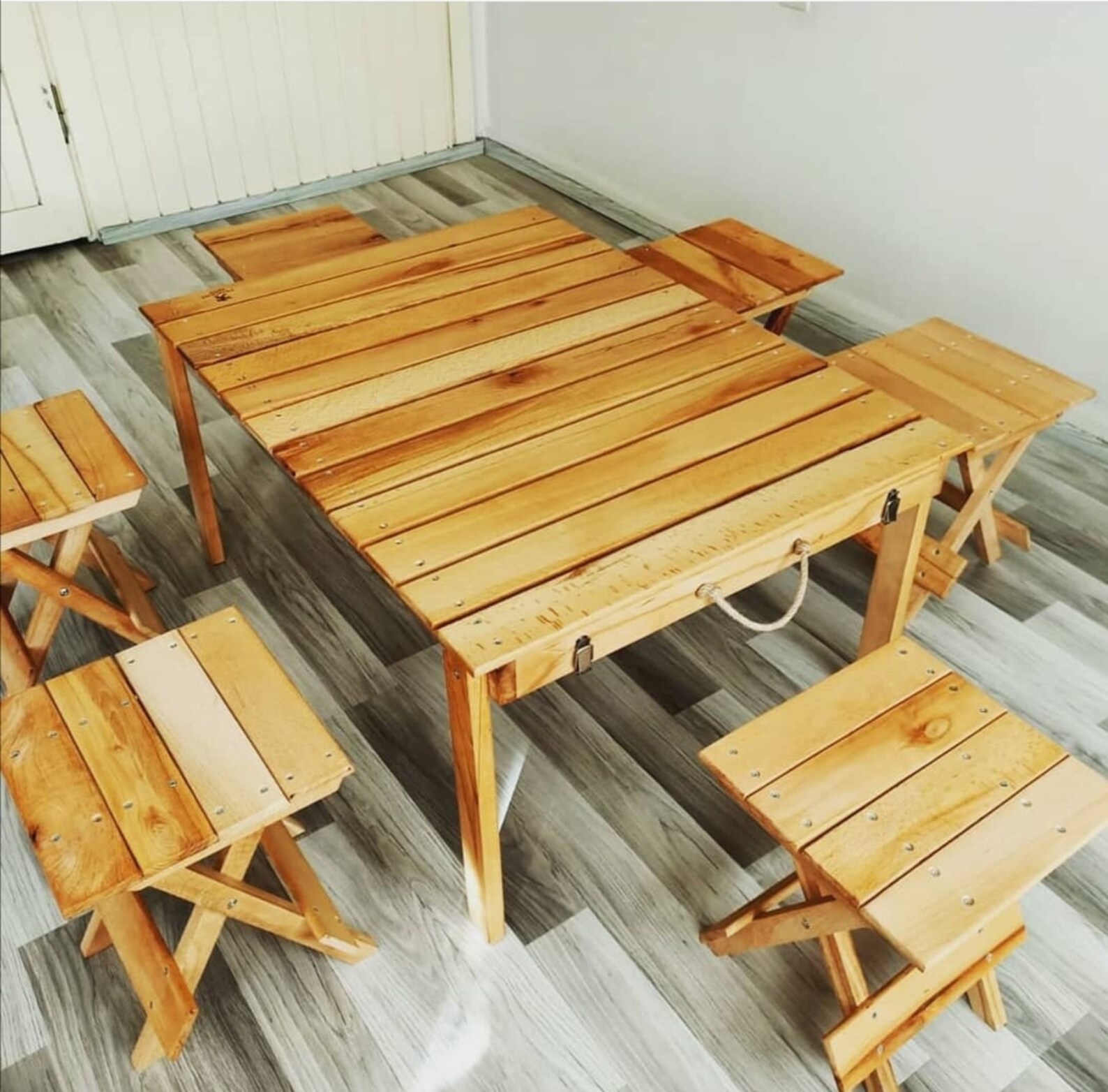 Foldable Picnic Table and Stool Set, Picnic and Play Set,wooden Cedar Set and Picnic Set,middle
