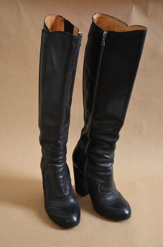 Dries Van Noten Black Heeled Boots - Etsy
