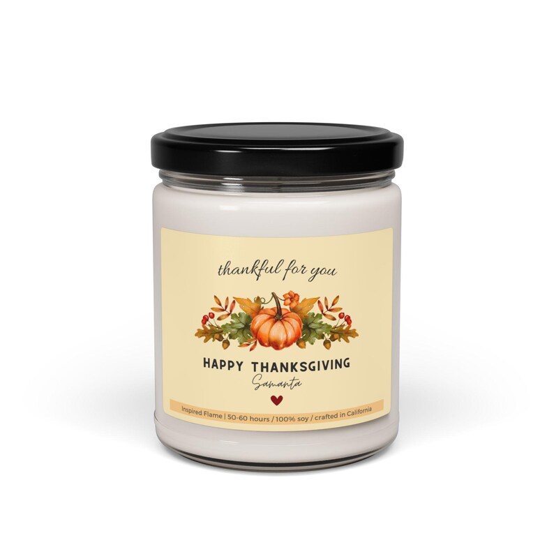 Personalized Happy Thanksgiving 2024 Candle Gift, Extra Thankful Candle