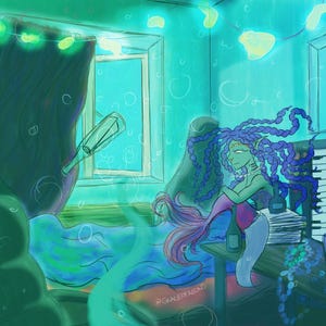 Mermaid Rapunzel A5 Print
