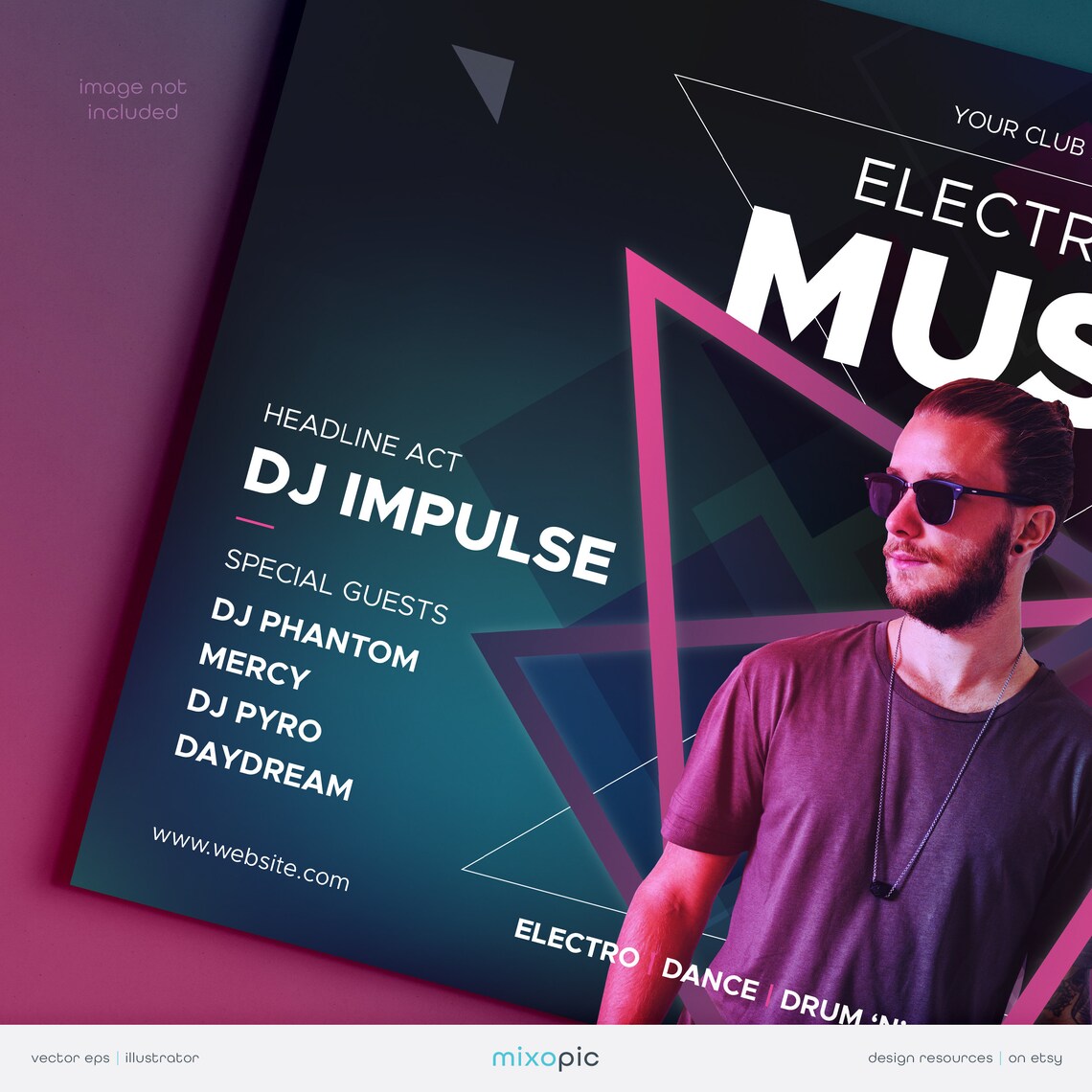 Electronic Dance Music Event Poster EPS Illustrator Etsy