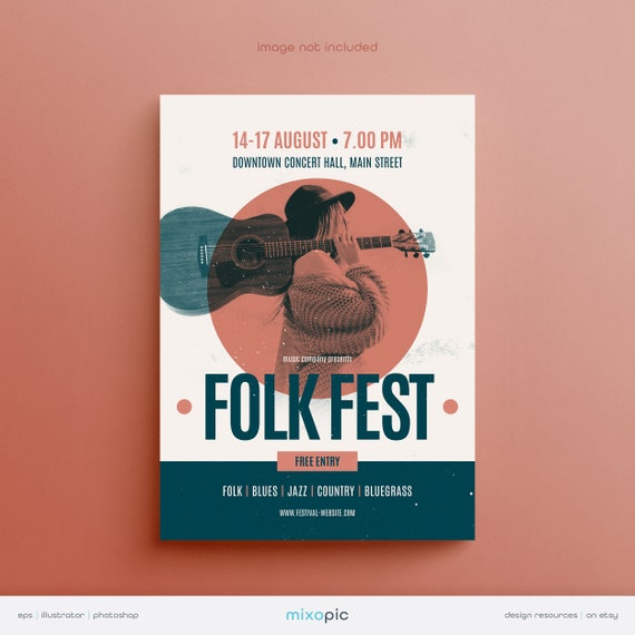 Vintage Style Folk Music Poster Eps Illustrator Psd Etsy Vintage Style Folk Music Poster Eps Illustrator Psd Etsy