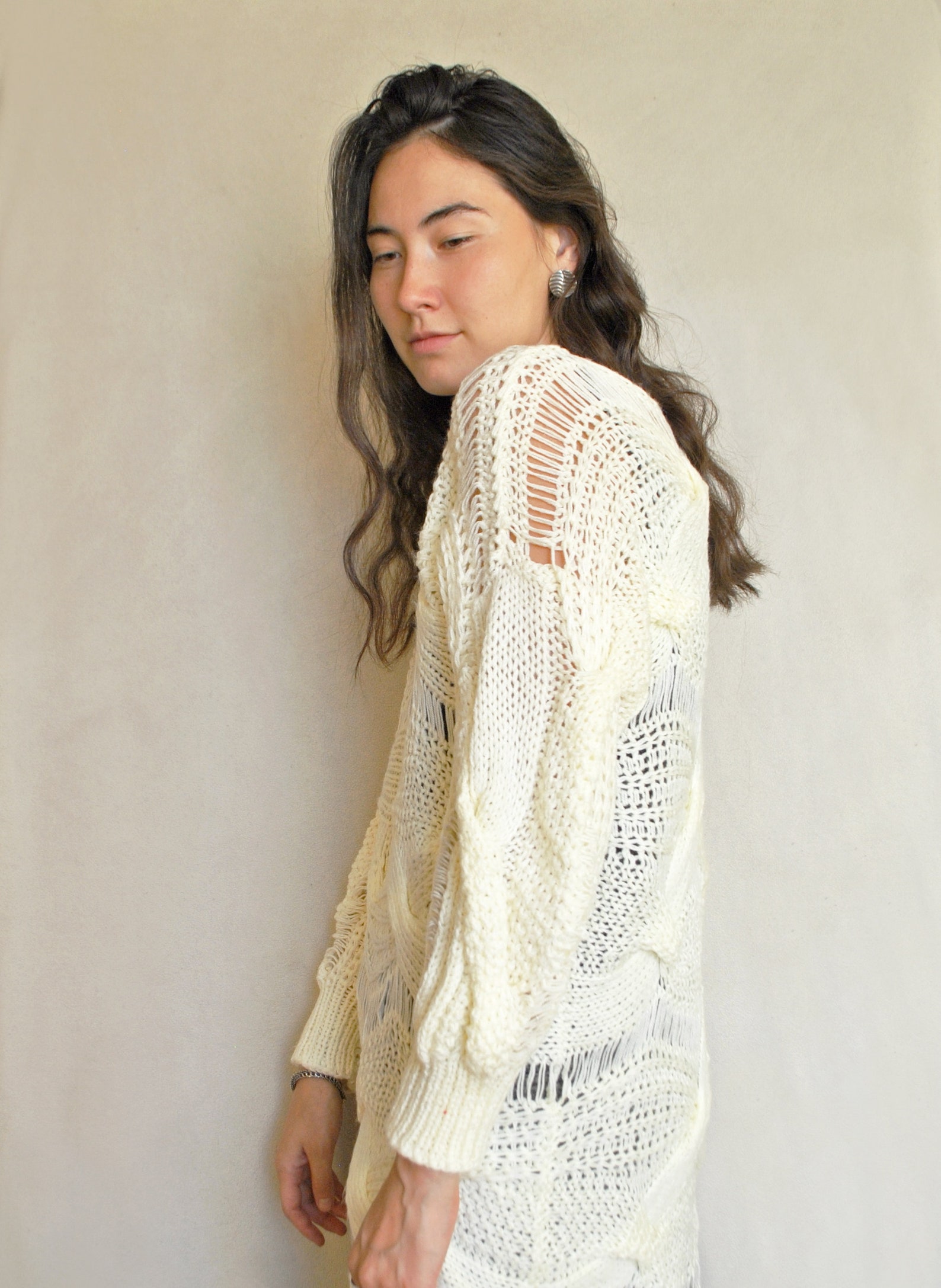 Ivory Sweater Women's Wool Pullover Loose Knit Sweater Etsy