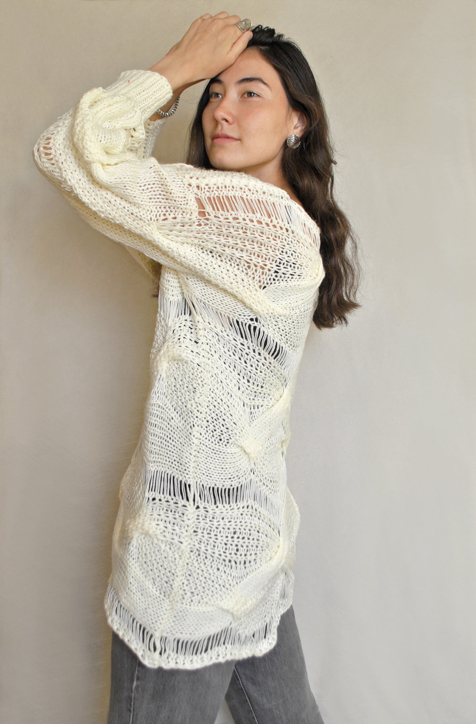 Ivory Sweater Women's Wool Pullover Loose Knit Sweater Etsy