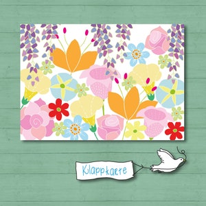 5 Briefkarten Blumen + 5 Kuverts, Briefpapier, Pastell, Blumen, Pastellblumen, Geburtstagskarte, Glückwunsche, Kunstkarte, Klappkarte