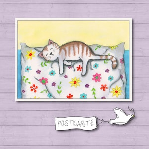 Postkarte - So müüüde!, Katze, Kunstkarte, Karte, Katzenliebhaber, Aquarell, DIN A6, Katzenkarte, kleine Kitty, handgemalt, Humor