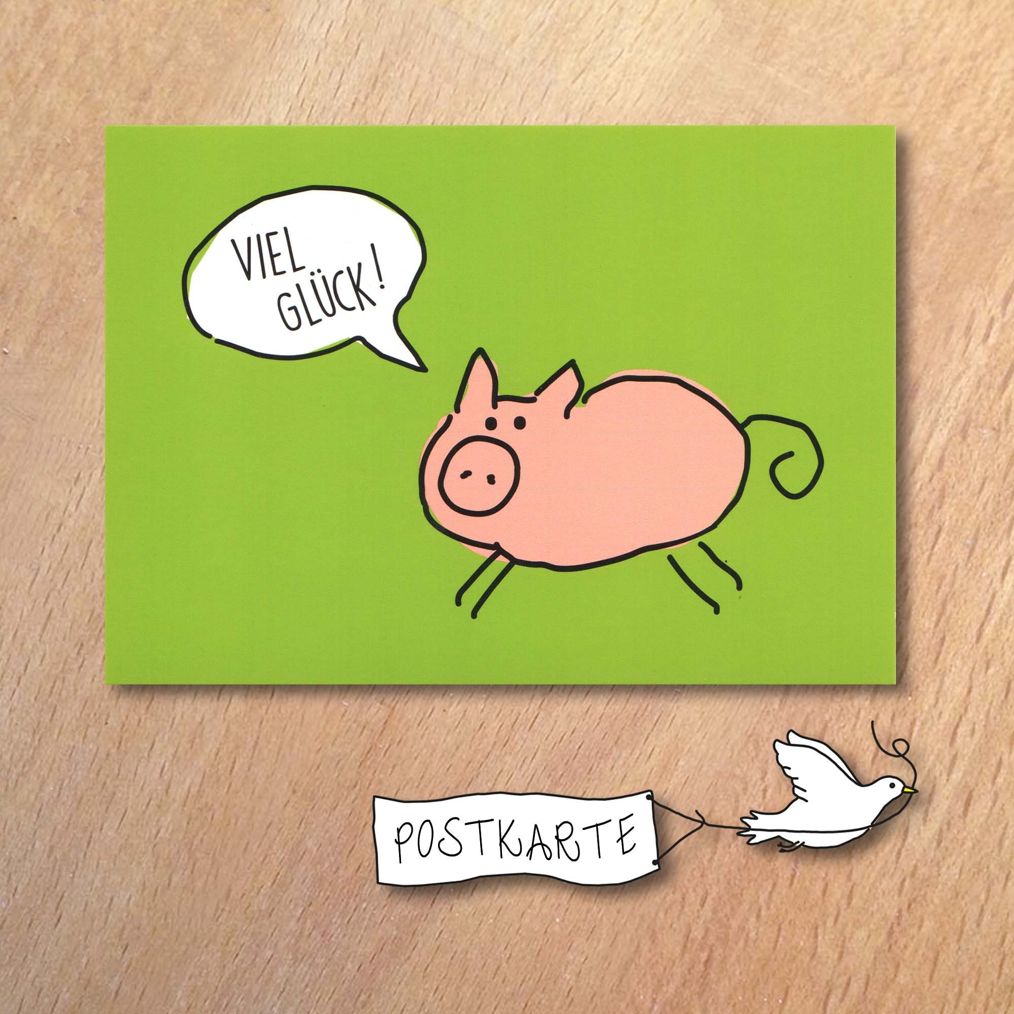 Postkarte Viel Glück Glücksschwein Glückwunschkarte Etsy
