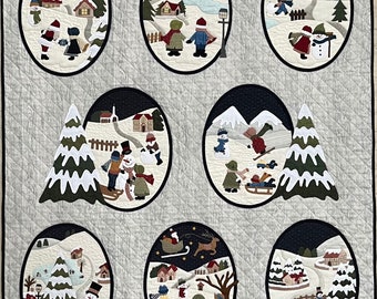 Patroon (NL) Sunbonnet Sue in Winter Wonderland (95 cm x 115 cm)