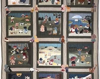 Pattern (EN) &quot;Sunbonnet Sue and her beloved Animals&quot; (43&quot; x 56.5&quot;)