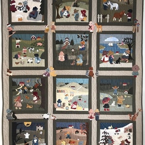 Pattern (EN) &quot;Sunbonnet Sue and her beloved Animals&quot; (43&quot; x 56.5&quot;)