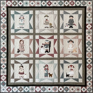 Patroon (NL) &quot;Dress up dolls&quot; - Complete patroon voor hele quilt met uitvoerige instructie - Nederlandstalig (118 cm x 118 cm)