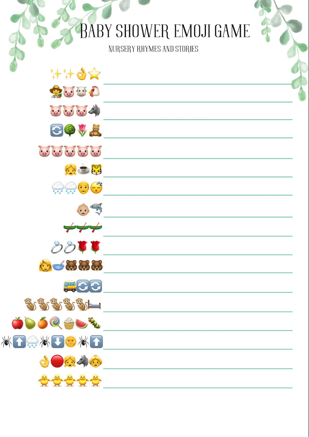 Baby Shower Emoji Game | Instant Download | Printable | Baby Shower ...