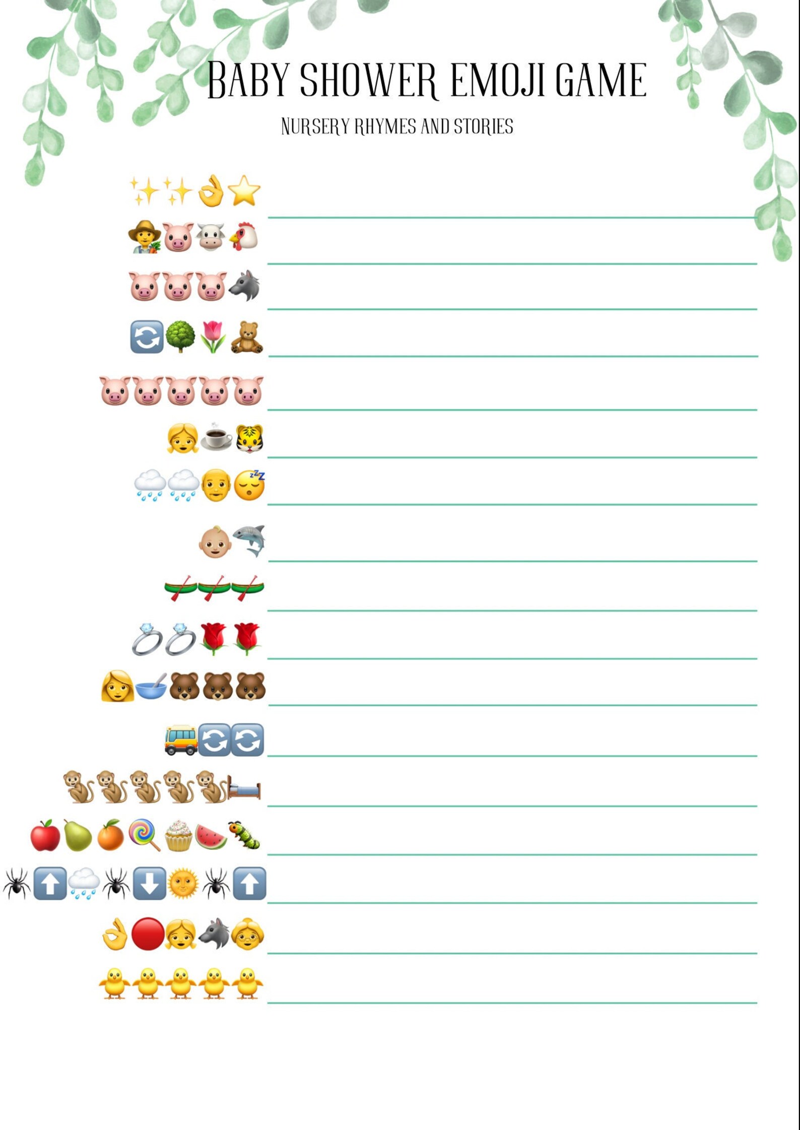 Baby Shower Emoji Game | Instant Download | Printable | Baby Shower ...