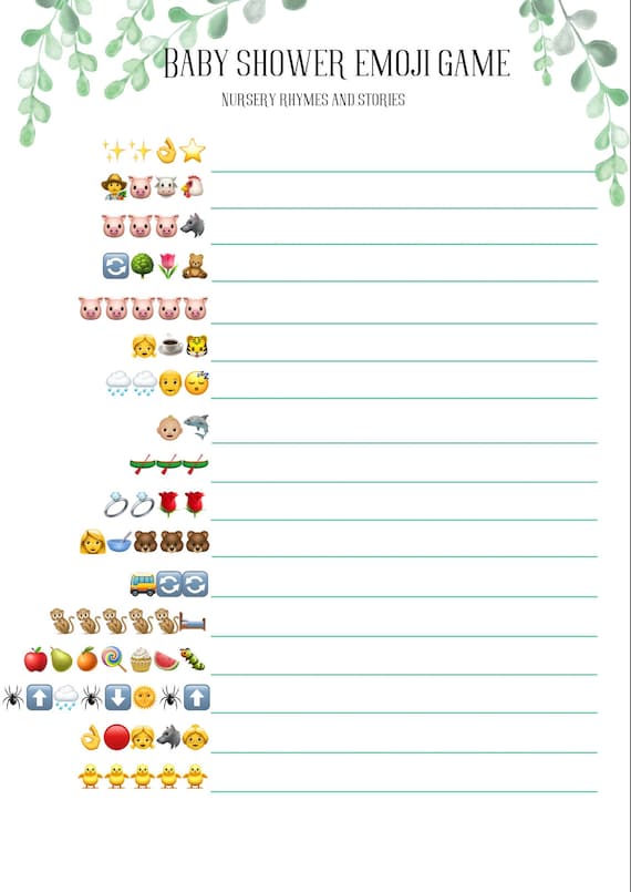 Baby Shower Emoji Game Instant Download Printable Baby | Etsy