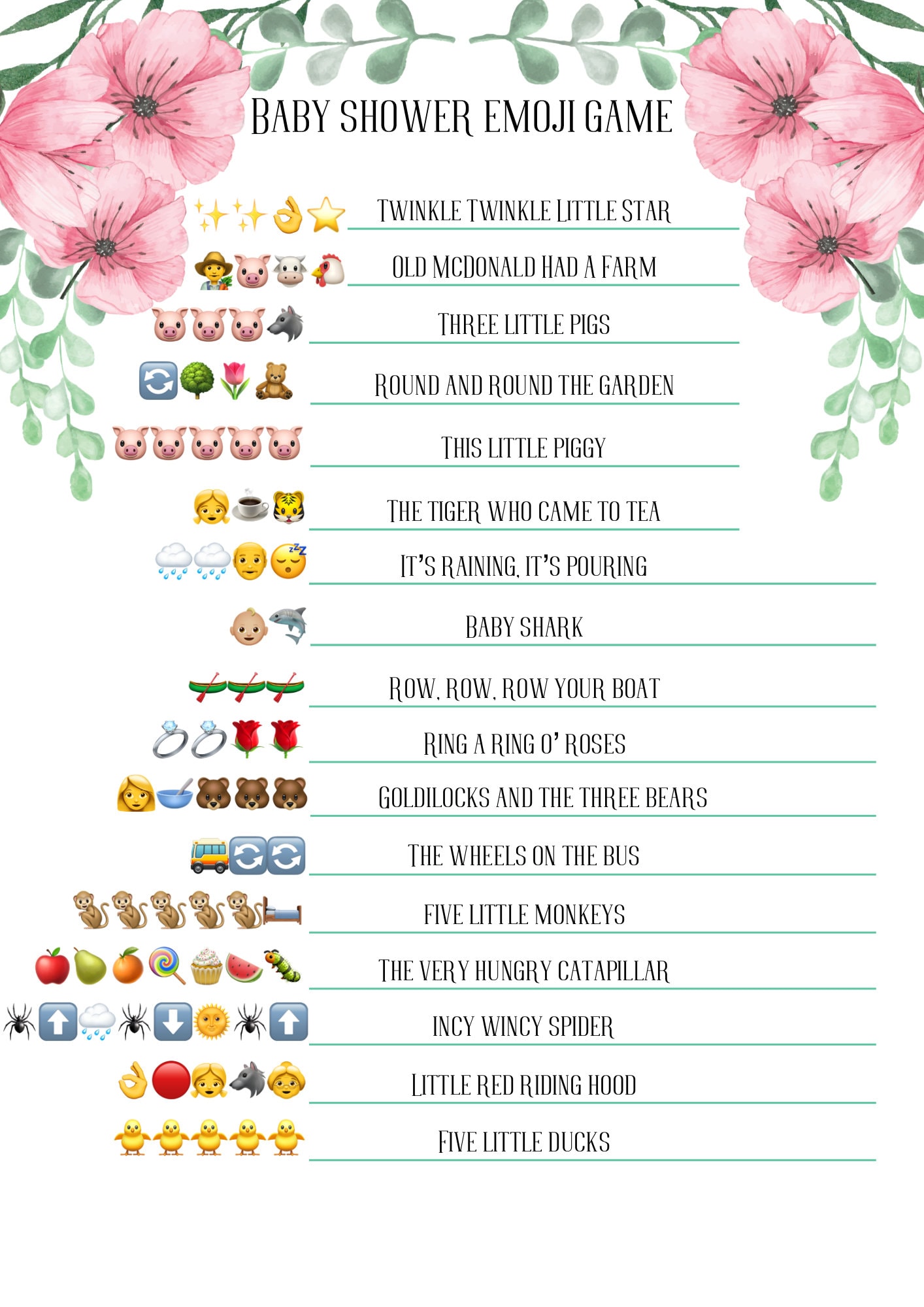 Baby Shower Emoji Game | Instant Download | Printable | Baby Shower ...