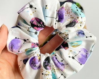 Star Sign Scrunchie // Space Themed Scrunchies, Galaxy Scrunchies, Constellation Scrunchies, Celestial Scrunchies, Moon Scrunchies, Scrunchy