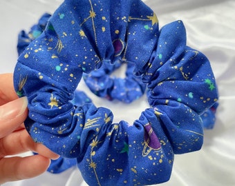 Blue Planet Space Scrunchie // Space themed scrunchies, Galaxy scrunchies, Rainbow scrunchies, Celestial scrunchies, Space scrunchy