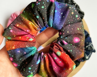 Rainbow Space Scrunchie // Space themed scrunchies, Galaxy scrunchies, Rainbow scrunchies, Celestial scrunchies, Space scrunchy