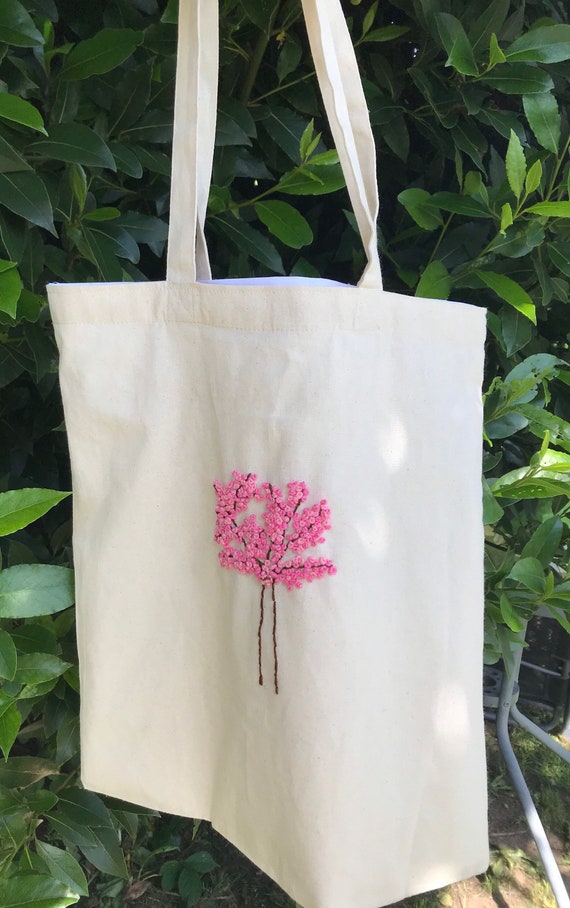 Hand Embroidered Blossom Tree Tote Bag | Etsy