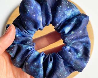 Nebula Scrunchie // Blue Galaxy Scrunchie, Kids Space Hair Accessories, Hair Scrunchies for Women, Space Theme Accessories, Space Scrunchy