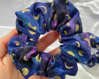 Mini Moon Print Scrunchie // Space themed scrunchies, Galaxy scrunchies, Rainbow scrunchies, Celestial scrunchies, Space scrunchy