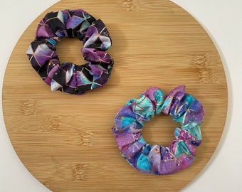 Diamond Galaxy Scrunchie // Space themed scrunchies, Galaxy scrunchies, Constellation scrunchies, Purple scrunchie, Celestial scrunchies