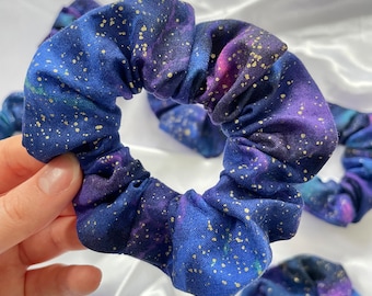 Purple and Blue Galaxy Scrunchie // Space themed scrunchies, Galaxy scrunchies, Rainbow scrunchies, Celestial scrunchies, Space scrunchy