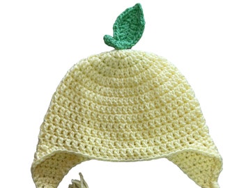 Lemon Hat with earflaps and braids