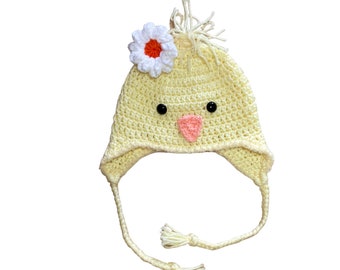 Chick Hat with earflaps and braids