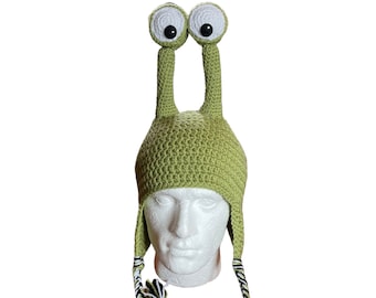 Fun Snail earflap hat Snail beanie hat, funny festival hat warm winter hat for gardeners in your choice of colour