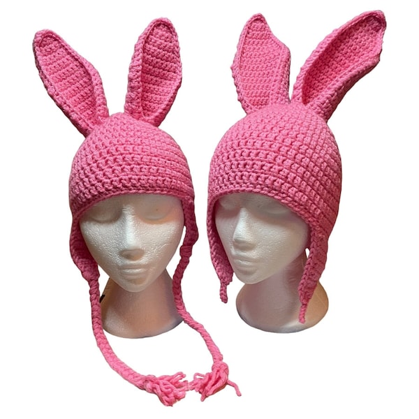 Pink Bunny ears hat or Tall pink bunny ears beanie hat is the perfect gift for him for her Pink rabbit hat with tall ears