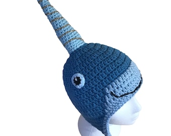 Narwhal Hat with Narwhal horn birthday gift for child, Narwhal hat gift for child, Narwhal hat for him, Narwhal hat for her, Narwhal baby